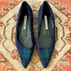 Vintage Manolo Blahnik Plaid Flats